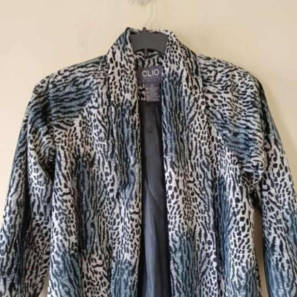 Retro Pinup Coat Jacket Clio 2 Sz 10 Velour Animal Print Open Evening Formal - Picture 3 of 11